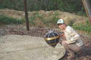 A swinging sculpture in Monkton invites reflection