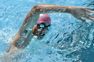 Local swimmers and others test their stamina