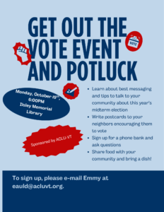 Get out the Vote Event and Potluck