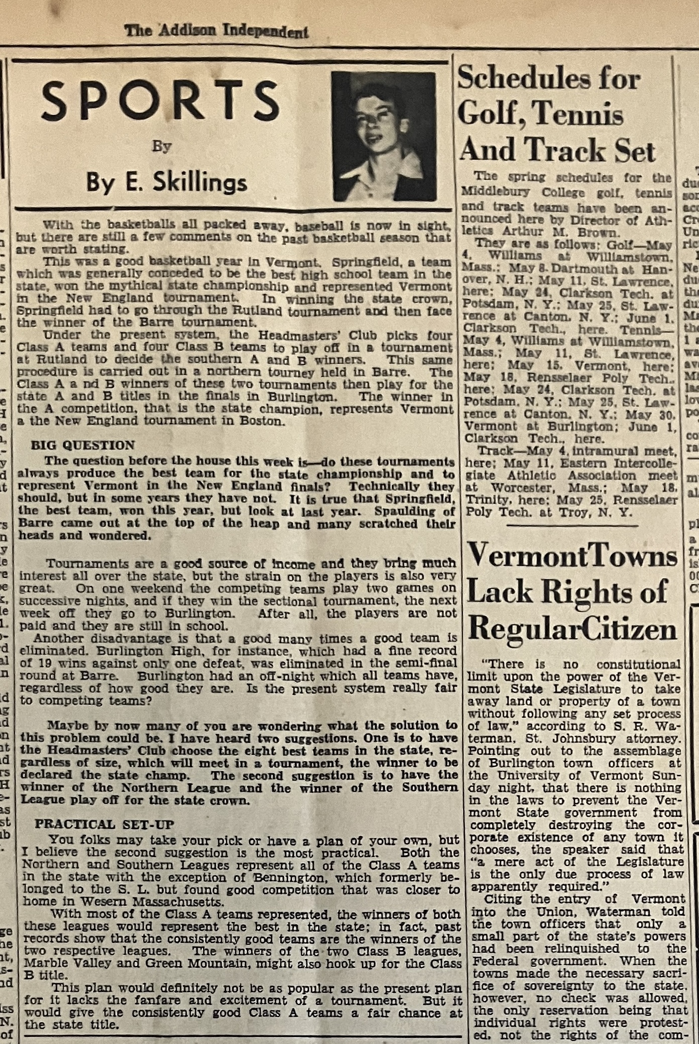 Even the first Addy Indy featured a sports column